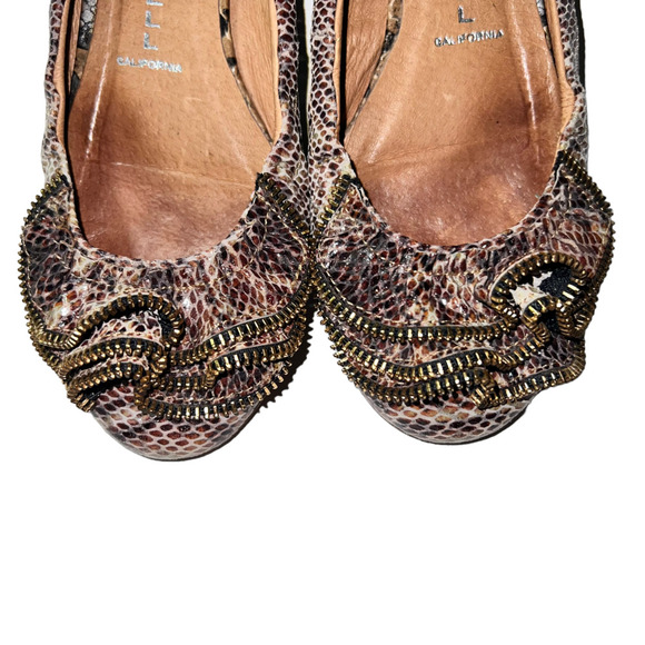 Jeffrey Campbell Brown Python Snake Ballet Flats Leather Zipper 7 - Picture 4 of 8